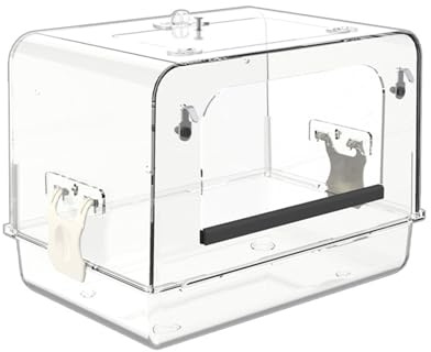ＡＷＨＡＯ Vasca da Bagno per pappagalli con Ganci, Scatola da Bagno in Gabbia per Uccelli Domestici, Box Doccia per Vasca da Bagno in Acrilico per pappagalli, Chiaro
