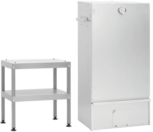 ShGaxin Forno affumicatore per barbecue con tavolo in acciaio zincato, affumicatore barbecue, griglia barile di pioggia, affumicatore di carne, Barbecue Barile 3187618