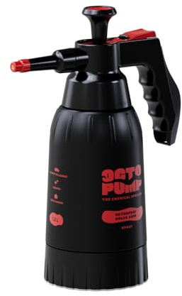 OctoSpray Solve 1200 | Premium tryckspruta med spridare, 360° överhuvud, 1200 ml | Lämplig för lösningsmedel som bromsrengörare | Hus, trädgård, verkstad och industri | Tillverkad i Tyskland