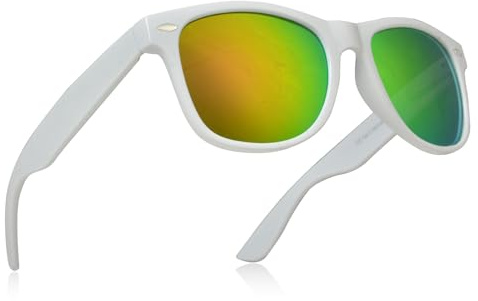 Miobo Lunettes de soleil rétro miroir Nerd Unisexe Style Club UV400, Blanc/violet, L