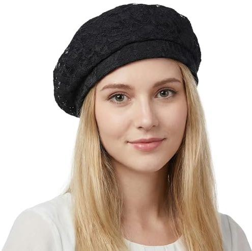 HIQIU fransk spets baskermössa damer basker keps klassisk kvinnor sommar basker hatt fascinator-hatt