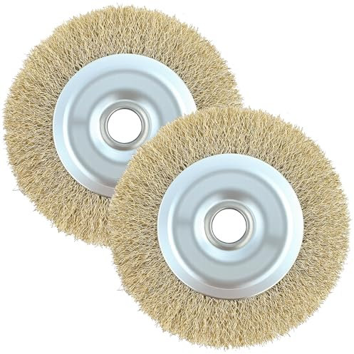 Lot de 2 brosses métalliques de rechange RAC814 pour nettoyeur de terrasse Ryobi avec trou d'arbre pour RY18PCA-0 OPC1800 OPC1815 EFB 400/401 et plus de nettoyage des débris de joints rouillés (115 mm