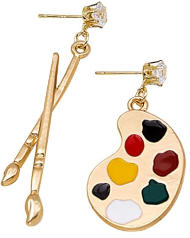 VALICLUD Boucles Doreilles Pendantes Artistiques Asymétriques pour Femme Pendentif Palette et Pinceau Légères et Originales Femmes Créatif