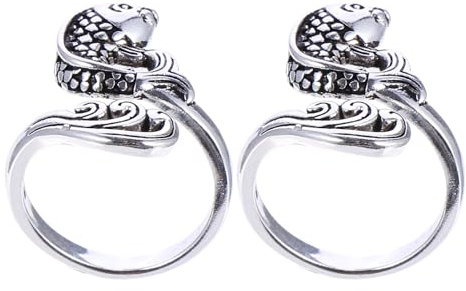 Toyvian Anillo para Tejer Ajustable de Metal Plateado, Herramienta de Costura Creativa para Enrollar Hilos, Accesorio Portátil para Ganchillo y Tejido Diy, 2 Piezas