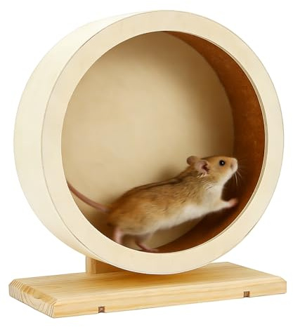 Ruota per criceti in legno, diametro 21 cm, ruota per criceti, ruota in legno con battistrada chiuso in sughero, accessori per piccoli animali, ruota motion, ruota silenziosa, ruota in sughero per