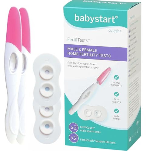 Babystart Dual FertilCheck Fertility Tests for Women and FertilCount Fertility Tests for Men, 2X FSH Hormone and 2X Sperm Count Testing Kit - Easy Home Kit for Couples Trying for a Baby