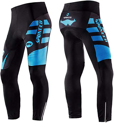 sponeed Padded Cycling Pants Wear Bike Gear Padded Bicycle Riding Bottoms Leggings Cycle Tights US XL Blue