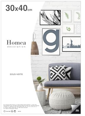 Homéa, Sous-Verre pour Photo ou Affiche 30 x H40 cm en Verre Transparent