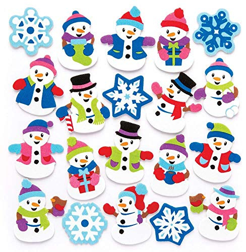 Baker Ross Ar685 Adesivi in Gommapiuma con Pupazzi di Neve (Confezione da 120)- Artigianato e Progetti Artistici Natalizi per Bambini, Cartoline, Biglietti, Regalini e Decorazioni