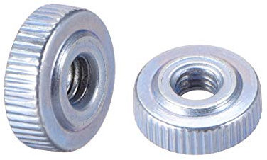 sourcing map Runde Gerändelte Rändel Muttern Anschluss Sperren Einstell Muttern, M4 Innengewinde, Dünne Ausführung, Blau Verzinkt, Packung mit 10