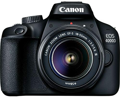 Canon EOS 4000D - Cámara réflex de 18 MP (CMOS, APS-C, 9 puntos AF, filtros creativos, negro - Kit con objetivo EF-S 18-55mm III (Reacondicionado)