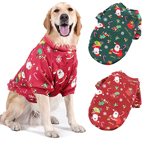 SUPJADE 2Pezzi Grande Natale Maglioncino Cane Natale Vestiti per Cani Maglioncini Natalizi per Cani Gatti Abbigliamento Invernale Caldo per Le vacanze Costumi Domestici Caldi Pullover per Cani L