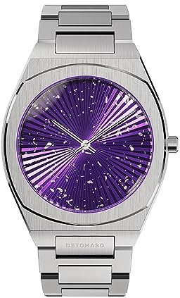 DeTomaso VOLTRE Purple Burst Silber Lila Damen-Armbanduhr Analog Quarz Stahl Armband Silber