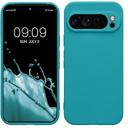 kwmobile Case Compatible with Google Pixel 9 Pro Case - Protective Slim TPU Phone Cover - Soft Matte Finish - Teal Matte