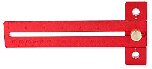 Righello per Marcatura in Legno, Accessorio Righelli Anodizzati a Forma di T Scala Trasparente Lega di Alluminio 170mm Regola per Carpentiere Strumento di Misurazione Calibro per