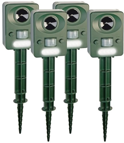 EXBUSTER deterrente per Gatti: Repellente per Animali a ultrasuoni Solare USB, Pannello Solare, Batteria (Repellente ratti, Dispositivo Anti-Faina, Cane)