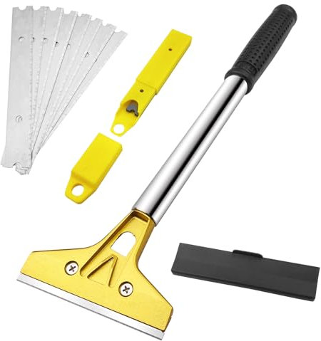 Fervalyna Grattoir Plaque Vitrocéramique avec 10 Lames en Acier Au Carbone 100mm, Grattoir Peinture, Racloir Vitre, Scraper pour Carrelage, Papier Peint, Colle, Miroir, La Table de Cuisson