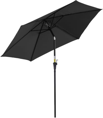 Outsunny Parasol Droit Inclinable Jardin Aluminium Ø2,6x2,35Hm | Manivelle, Toile Polyester Imperméabilisée Haute Densité 180 g/m², pour Balcon Terrasse