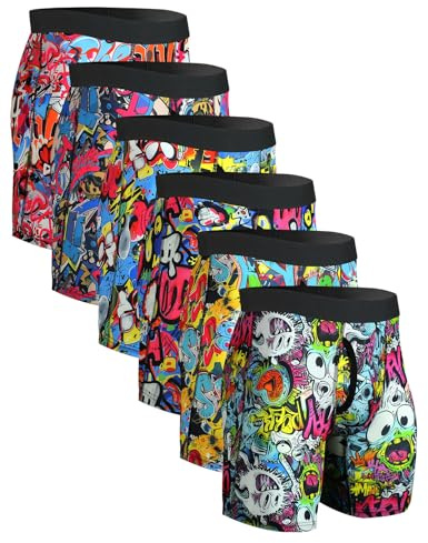 CHUAKIN Mens Athletic Underwear Mens Boxer Briefs Long Leg Trunks Underwear 6 Pack
