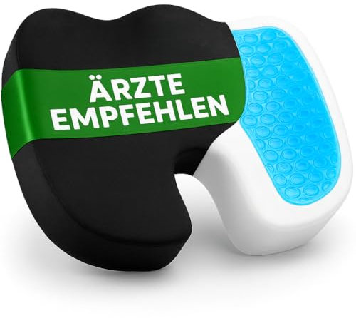 Ergonomisches Sitzkissen Orthopädisch | Ärzte empfohlenes Sitzkissen für Bürostuhl Auto und co. mit Kühlender Gel Oberfläche | Sitzpolster gegen Rücken und Steißbeinschmerzen