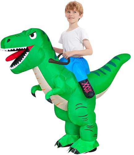 Goenb Disfraz de dinosaurio para niños, disfraz de dinosaurio inflable, divertido para montar a caballo, disfraz de T Rex para adultos para Halloween Cosplay fiesta