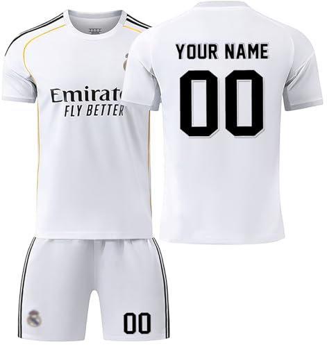 R. M. Fußball Trikot Kinder Personalisiert mit Eigenem Namen & Nummer Fussball Trikot Herren Jungen Fussballtrikot Set Fußball Jerseys Fussball Geschenke für Fußballfans #A20