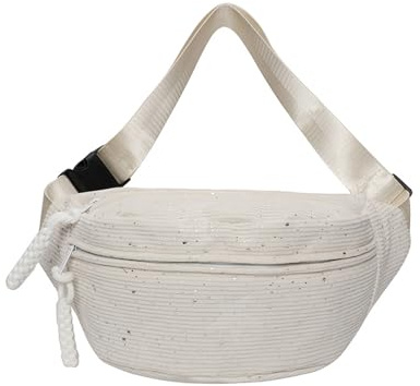 Sac banane en velours côtelé pour femme - Sac banane tendance et brillant - Sac banane pour loisirs et sport - Encre blanche - Sac banane avec bandoulière réglable pour homme et femme
