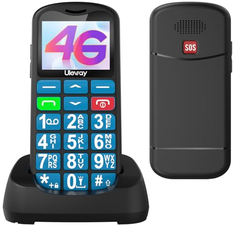 Tosaju Telefono Cellulare 4G per Anziani Grande Pulsante Funzione del telefono Cellulare Semplice Basic Unlock Sim Gratuito Facile da Usare Display LCD SOS Pulsante Batteria 1000 MAH Blu