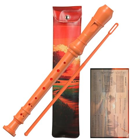Soprano Recorder Instrument For Kids - German Fingering 8 Hole Beginner Music Recorder Flute With Cleaning Rod, Leather Packaging & Fingering Chart