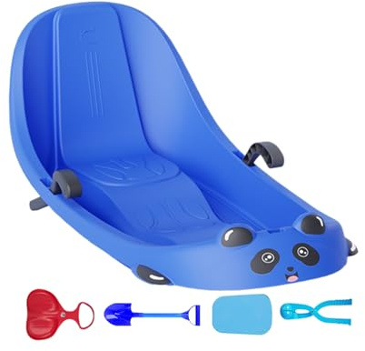 Slitta, schienale integrato per lo sport, slitta da neve con freno, per bambini in età prescolare con colline innevate, parco giochi