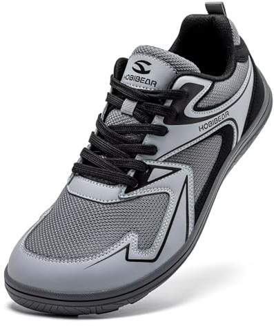 HOBIBEAR Zapatos Minimalistas para Mujeres Hombres Caminar Punta Ancha Sneaker Unisex Zero Drop Casual Antideslizante Calzado Deportivo Zapatillas(Gris Oscuro,EU 43)