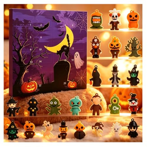 Halloween adventskalender 2026, halloween adventskalendrar med 24 samlardelar, dolda hängande hål, 2D platt gotisk design för vän familj