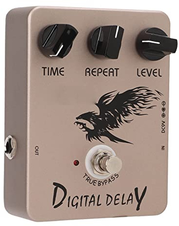 Jeffergarden Digital Fördröjningspedal Metallhus True Bypass Delay Effect Pedal 25ms Till 600ms med Time Repeat Level Controls för Elgitarr och Basspelare Scenövningar