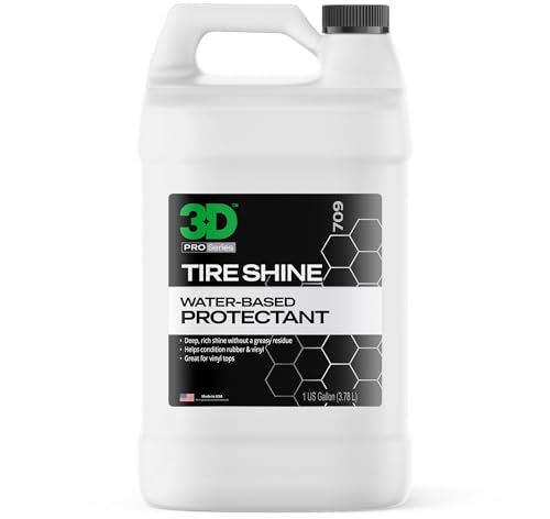 3D Tire Shine Gel – Water-Based, High Gloss Tire Dressing | Non-Greasy, Long Lasting Finish for Rubber, Trim & Vinyl | Easy Gel Application | Car Detailing |1 Gallon