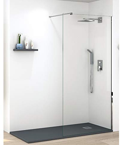 Mampara de Ducha FIJA FRONTAL Málaga – Panel Pantalla Fijo TRANSPARENTE – 200cm Altura - Cristal Templado antical y 8mm de espesor Varias Medidas Disponibles – Cromo, 40 cm (1 fijo)