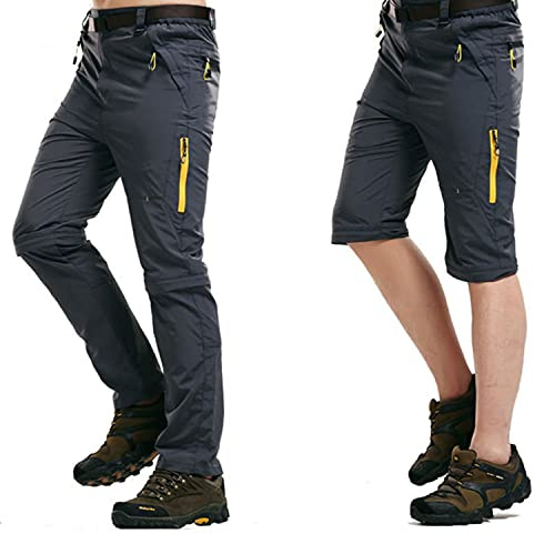 LHHMZ Mens Outdoor Hiking Trousers Convertible Breathable Lightweight Quick Dry Trousers/Shorts Casual Walking Climbing Cycling