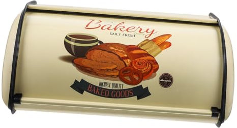 Cabilock Retro Bread Bin Capacity Storage Box for Kitchen Food Holder in Yellow for Bread Storage and Snack Organization