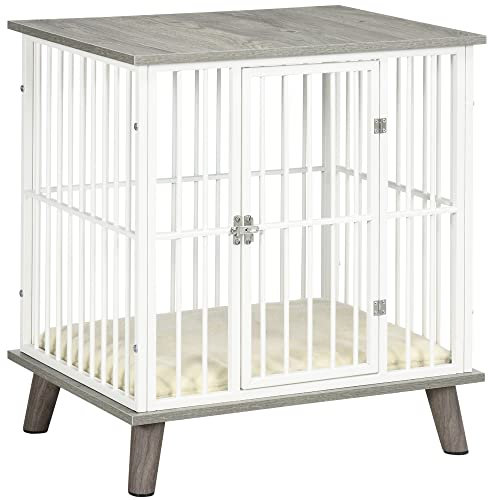 PawHut Dog Crate Furniture, Indoor Dog Kennel Side End Table, 64.5x48x70.5 cm