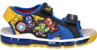 Geox J Sandalia Android Boy Peeptoe Niño, Negro Royal, 12.5 UK