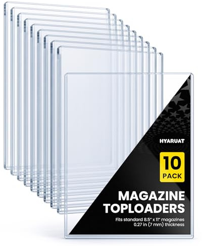 HYARUAT Magazine Toploaders - 7mm Thick Plastic Sleeves, 9x11.5 Top Loader Binder Magazine Protectors for Collectors, 10 Pack