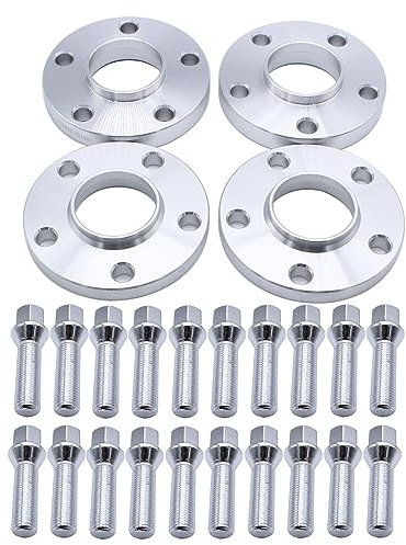4PCS 5x112 PCD Hub Centric Wheel Spacers, 20mm Hubcentric Forged Spacers with 57.1 bore 10 RADIUS Bolts Compatible with VW
