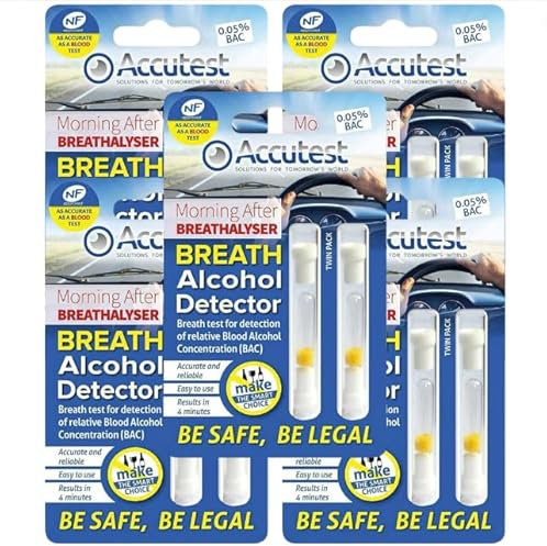 Accutest Disposable Breathalyser – 10 Tests | EU France Certified, Quick Alcohol Tester Kits – UK & France Breathalysers