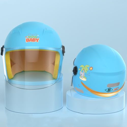 Süßer Retro-Halbhelm Für Kindermotorräder Mit Visier, 3/4-Zoll-Elektroroller, Halbhelm Für Kindermopeds, Vintage-Motorrad-Jethelm Für Jungen Und Mädchen 2,45-53cm
