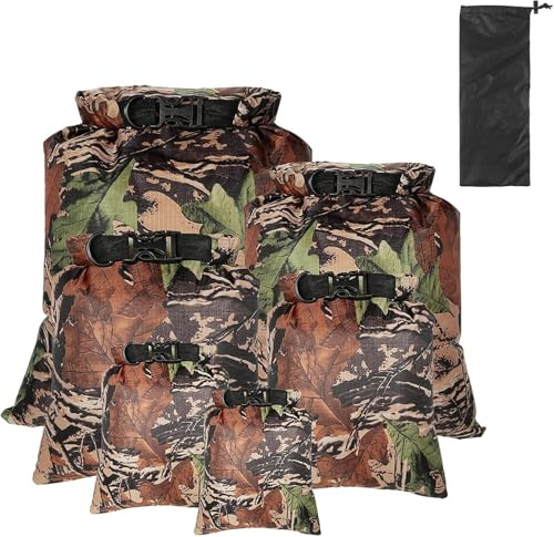 SGerste 5 Pcs Outdoor Waterproof Storage Bags Dry Sacks Smartphone Camera Storage Bags for Drifting Water Sports (Camo)
