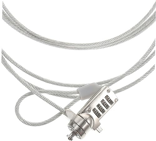 HOMSFOU Câble de Verrouillage en Acier Argenté Accès Facile Code Numérique Réinitialisable 4 Chiffres et Antivol pour Ordinateur Portable pour PC et TV