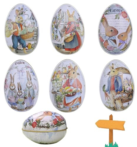 Onlvmyur 6PCS Caja de Lata de Galletas Huevos de Pascua Bote Galletas Pascua Caja Metalica Pequeña Caja de Lata para Galletas Dulces Pequeños Regalos