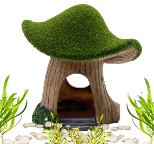 Mousse de décoration 'aquarium en résine - Ornement de caverne de champignons de réservoir de poisson | Maison de référence en résine pour crevettes, poisson-chat, reptiles, tortues, décorations de