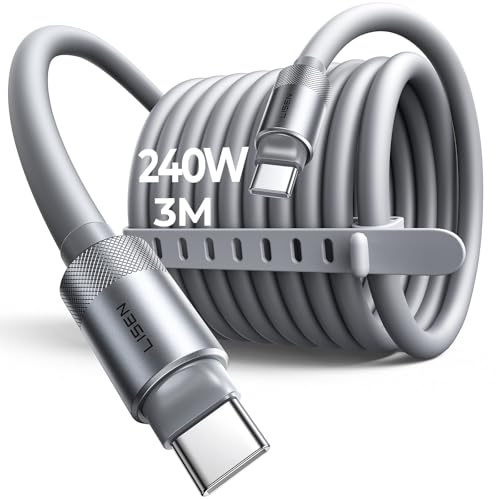 LISEN 10FT USB C Cable Fast Charging, Chubby 240W Cable USB C to USB C Fast Charging Soft Silicone USBC to USBC Parallel Cable for iPhone 17 Pro Max 16 15 Air Samsung S25 Ultra MacBook Pro Air iPad