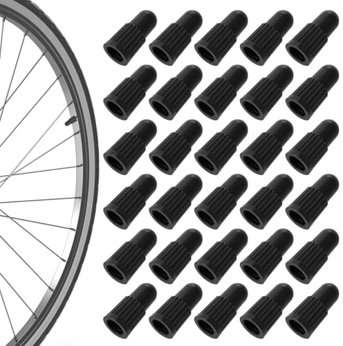 LIQWEI 30 Stück Ventilkappen Fahrrad Französisch, Schwarz Fahrrad Ventil Kappen Fahrradventilkappen Staubschutzkappen für Rennrad Mountainbike Ventildeckel