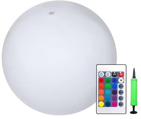 Bolas de piscina encendidas - luces flotantes del estanque | Glow in The Dark Beach Decor Bolas Control remoto Juegos al aire libre flotantes para Adultos Familias LED Ball LUMIR P